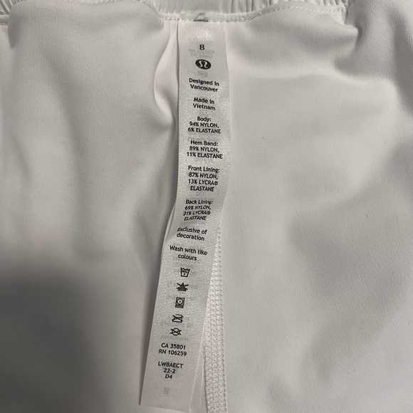 Lululemon Hotty Hot Skirt Long - White - Size 8 - Picture 5 of 5